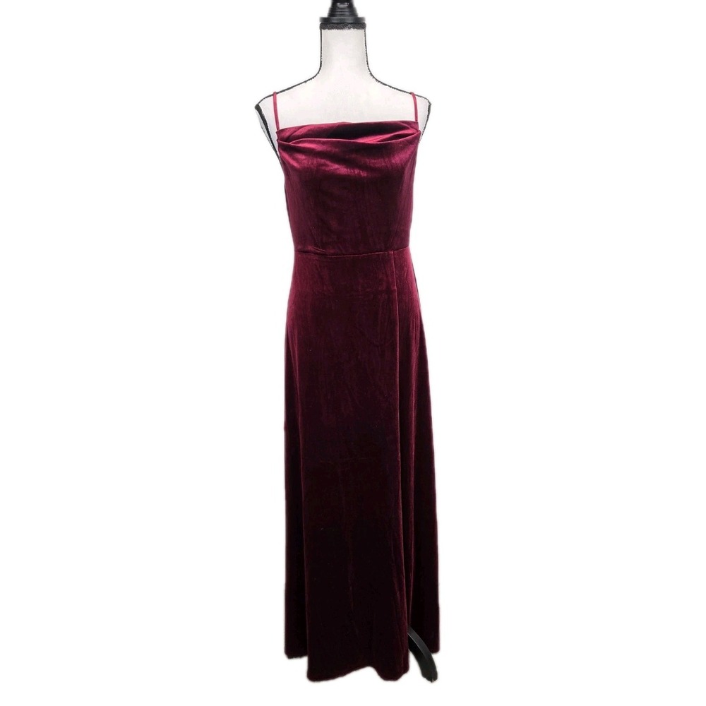 Birdy Grey Dress Womens S Red Velvet Maxi Classic Party Wedding Formal Prom 3174